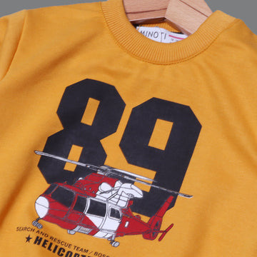 MUSTARD "89 HELICOPTER" PRINTED TERRY FABRIC SWEATSHIRT